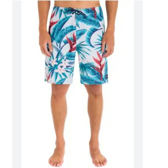 NWT Hurley Mens Boardshorts Swim Tie Waist Phantom 20" Tropical Blue Size 26 SM - Picture 1 of 5